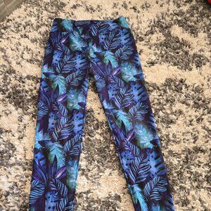 🌴Tropical Paradise High-Rise Leggings - Blue/Teal Palm Print